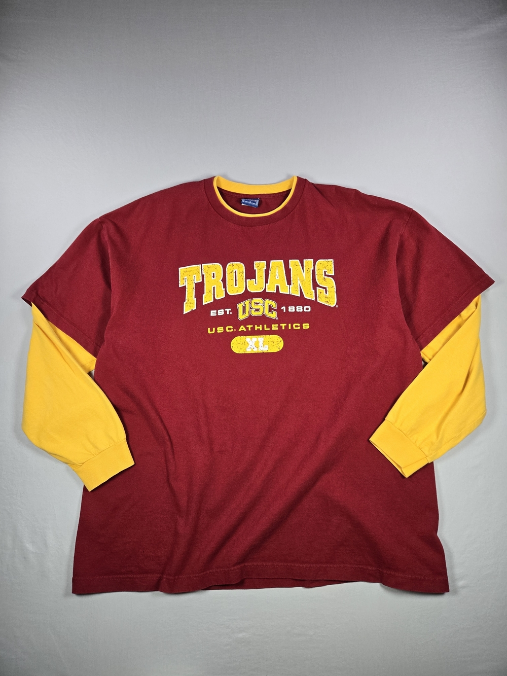 Vintage Y2K Champs Sports USC Trojans Colorblock Long Sleeve Shirt XL EUC Rare